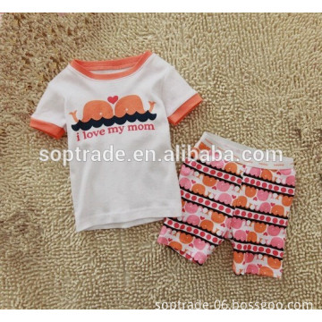 Latest fashion print cloths set wholesale cheap newborn baby clothing set